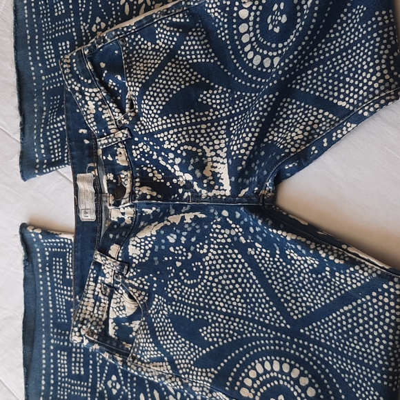 Free People Blue and White Flare Jeans - Picture 2 of 13